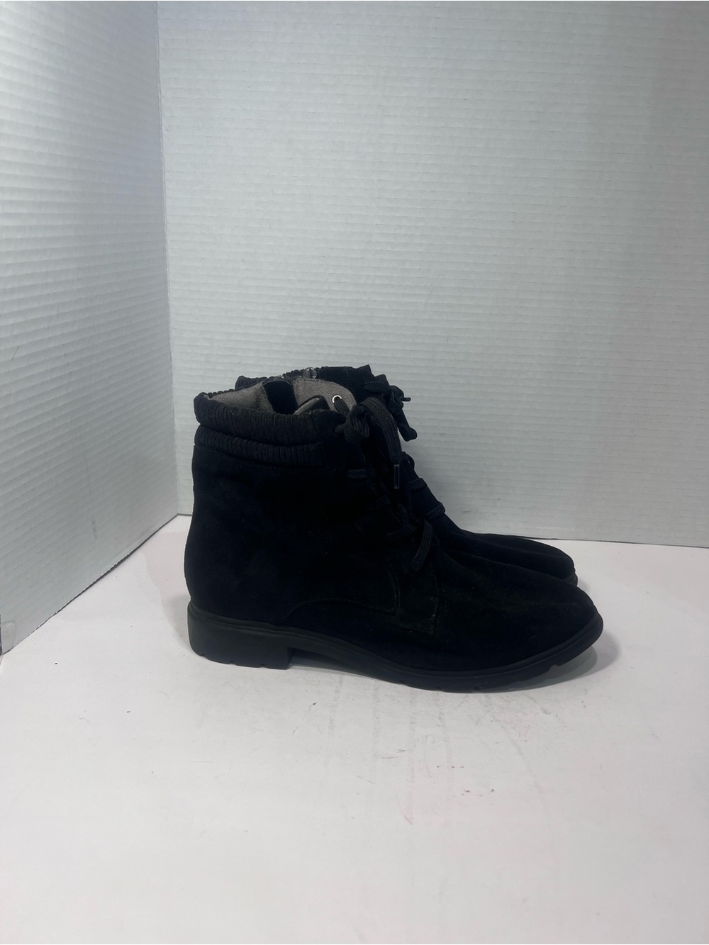 Dr. Scholl's Black Suede Lace-Up Ankle Boots
